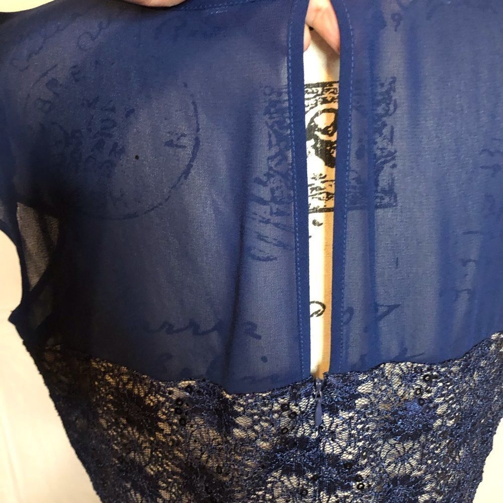 Julian Taylor Short Sleeve Sequin Lace Fit And Flare Dress - Picture 9 of 15